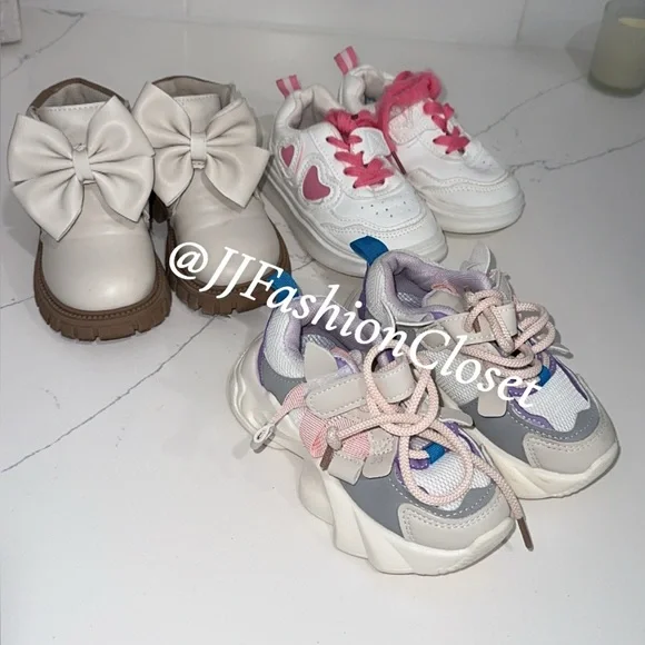 Stylish Kids Shoes Set - Cream, White, and Gray - Picture 1 of 5